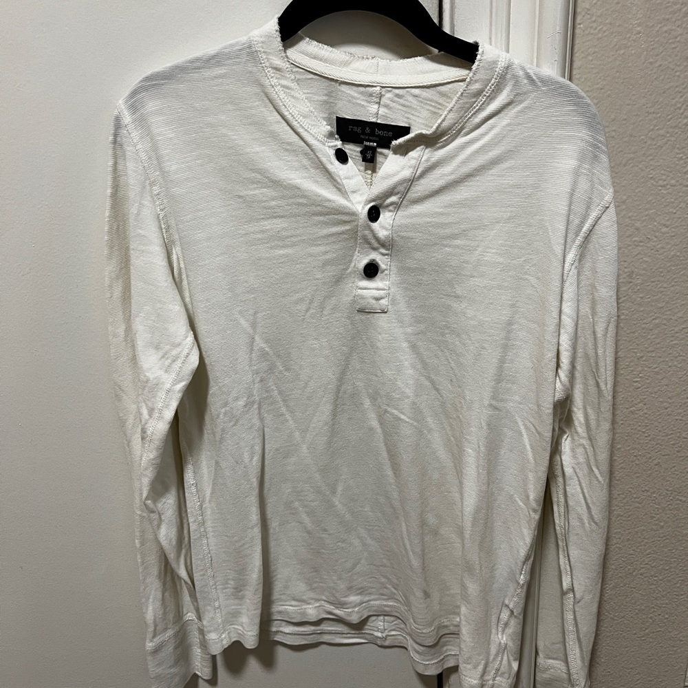 Men's White Henley Shirt by Rag & Bone, XS